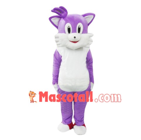 Well-behaved Purple Cat Mascot Costume