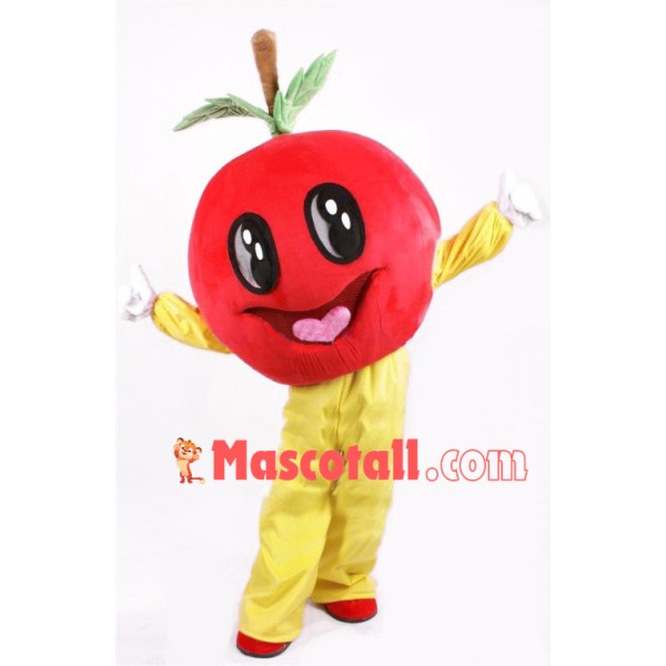 Bright Eyes Red Apple Mascot Cartoon Costume