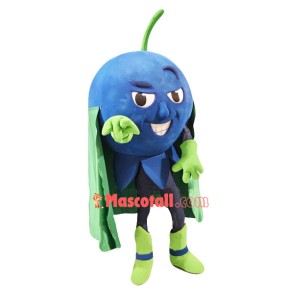 Blueberry With Green Cape Mascot Costume
