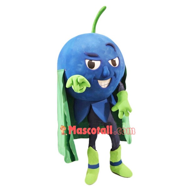 Blueberry With Green Cape Mascot Costume