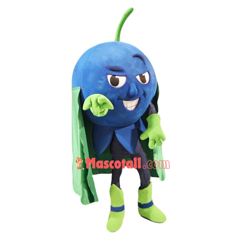 Blueberry With Green Cape Mascot Costume