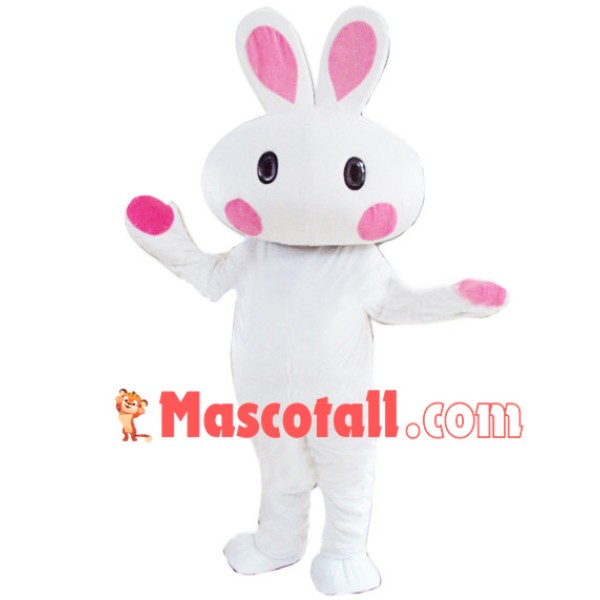 Milk White Bunny Cartoon Mascot Costume