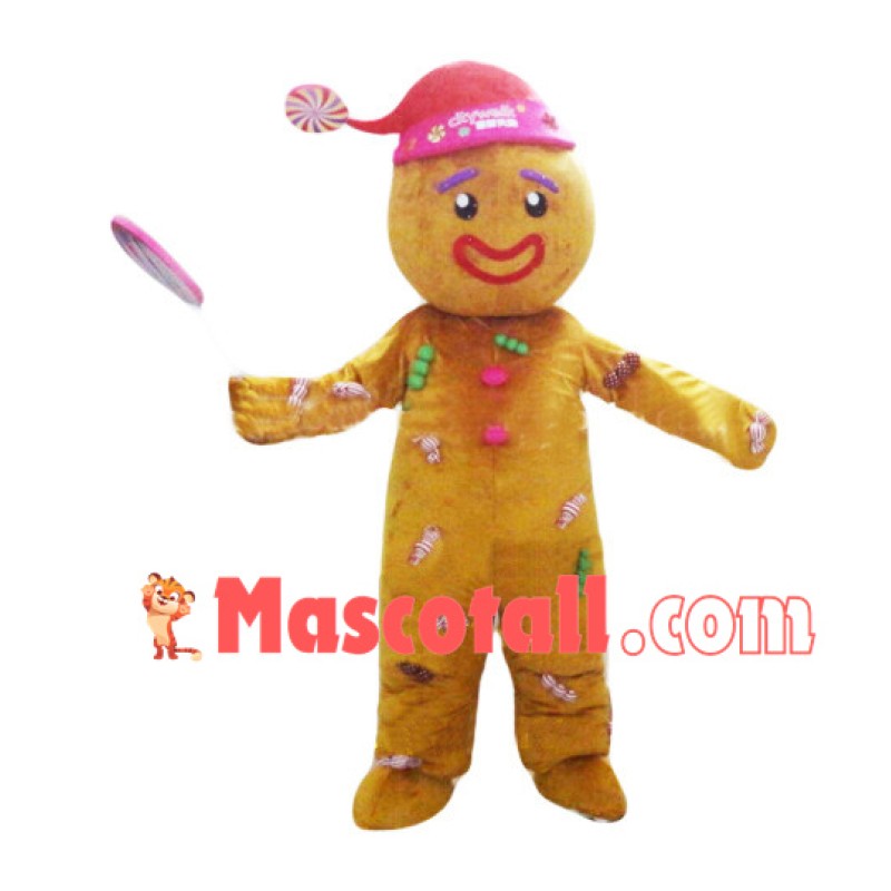 Christmas Candy Gingerbread Man Mascot Costume