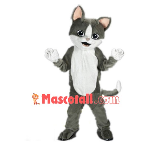 Optimistic Little Gray Cat Mascot Costume