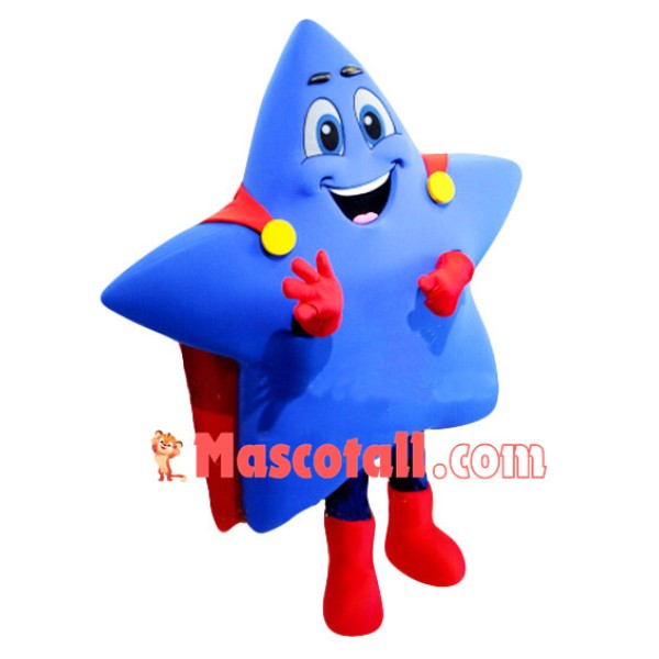 Blue Star In The Boots Mascot Cartoon Costume