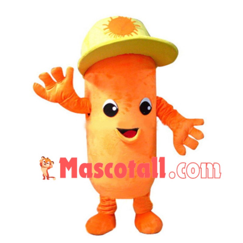 Ham Sausage With Sun Hat Mascot Costume