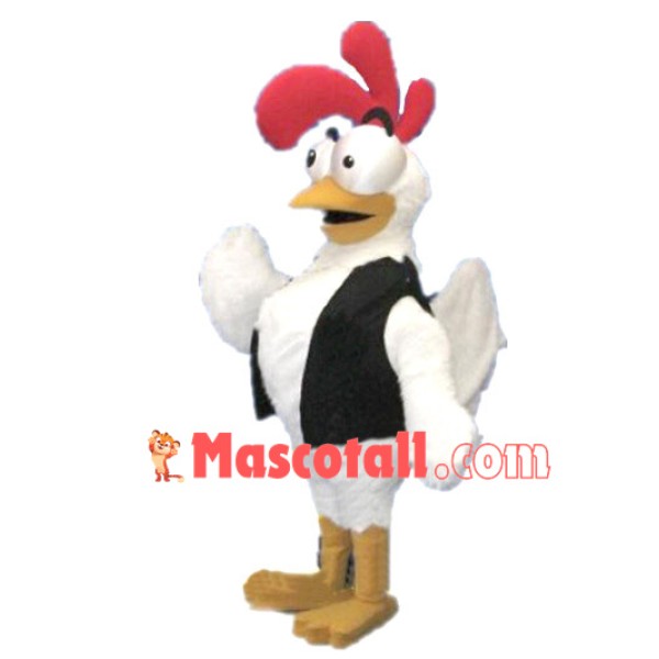 White Chicken With Staring Eyes Mascot Costume