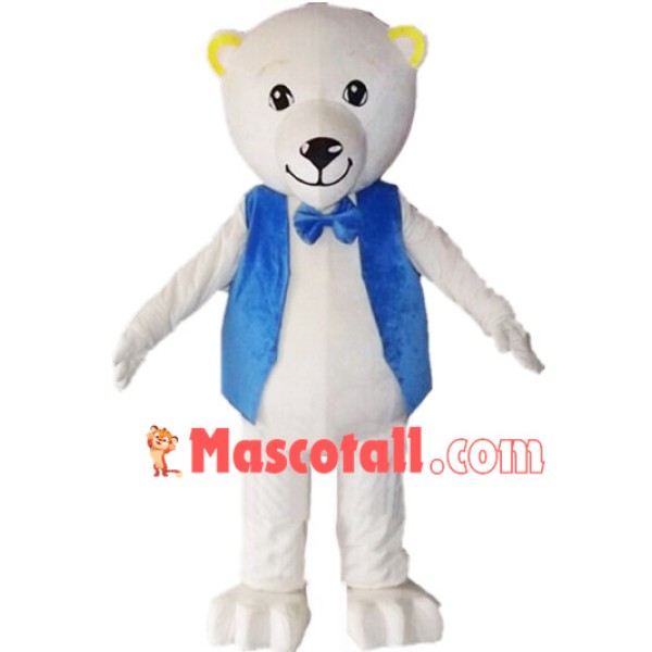 Cute Polar Bear In The Vest Mascot Costume