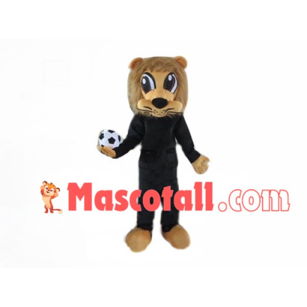 Big Eyes Lion Mascot Costume Carrying Football