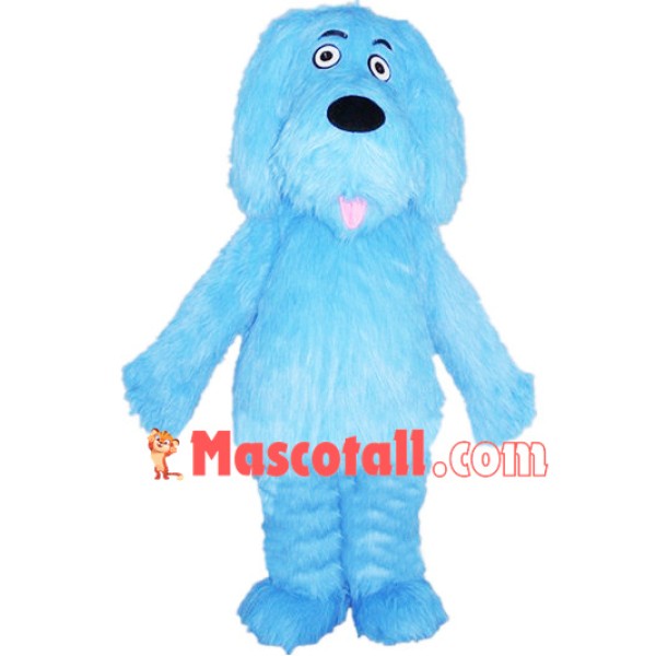 Lively Blue Long Wool Dog Mascot Costume