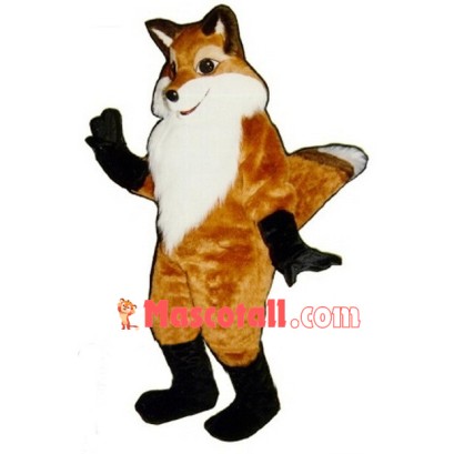 Happy Brown Fox Mascot Costume Long Wool