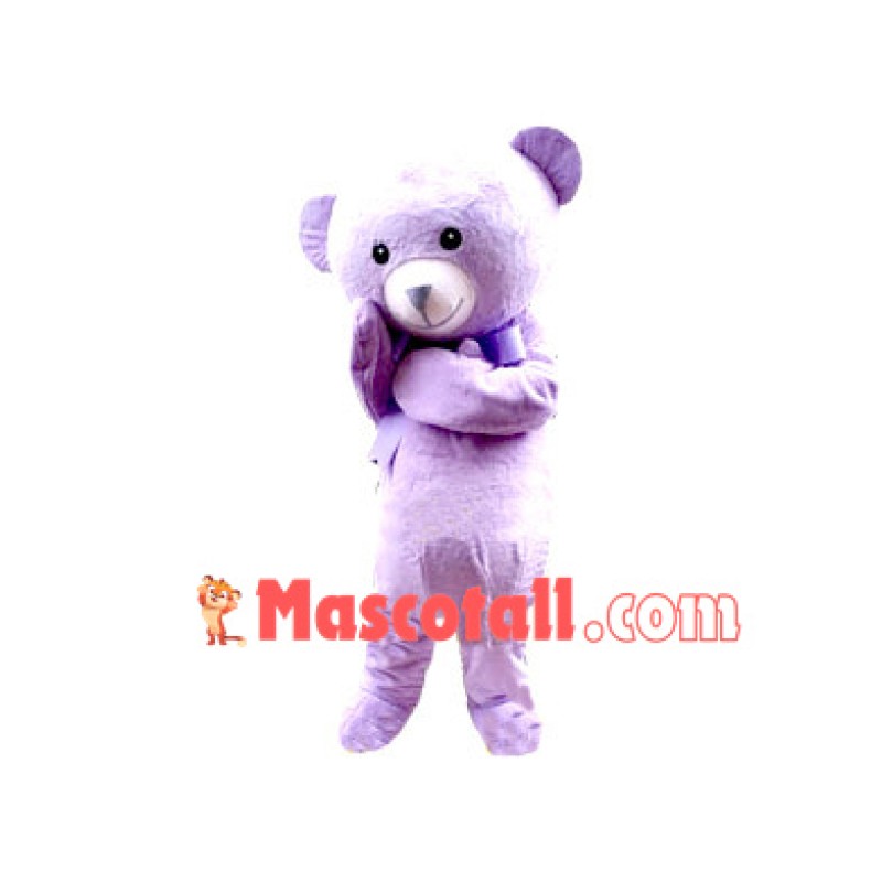 Restrained Lavender Bear Mascot Costume