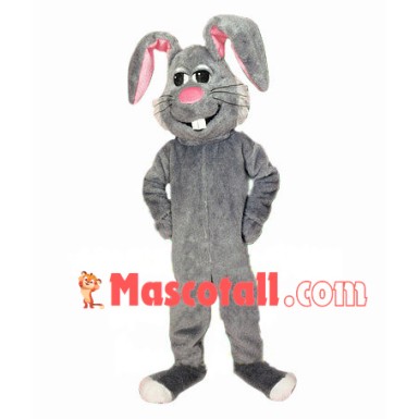 Curly Ear Grey Bunny Mascot Costume