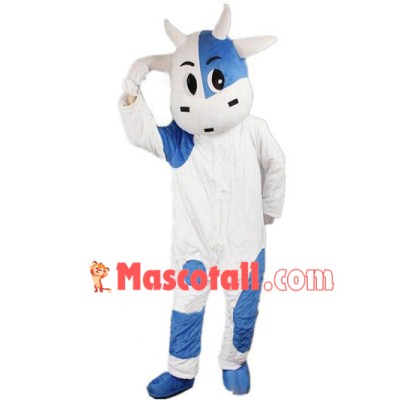 Cute Blue Cow Mascot Costume