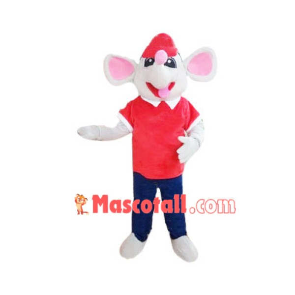 Playful White Adult Elephant Mascot Costume