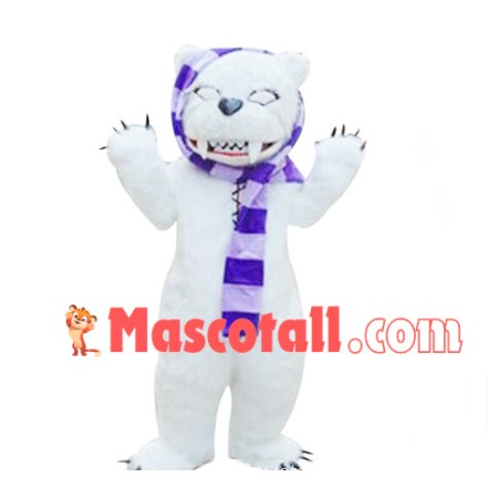 Crazy Bear Wrapped In Scarf Mascot Costume