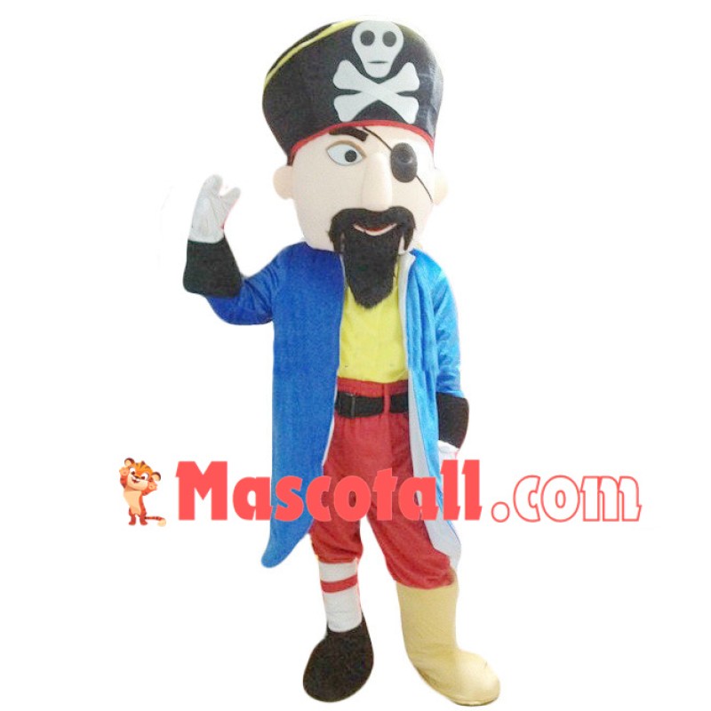 Bearded One-eyed Pirate Mascot Costume