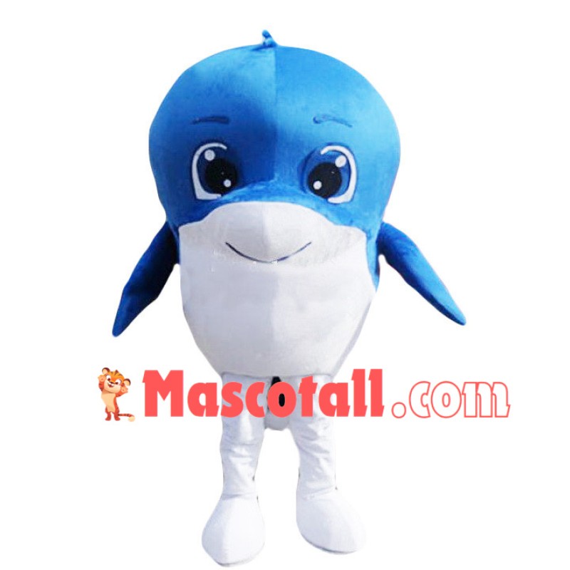 Round Head Cartoon Dolphin Mascot Costume
