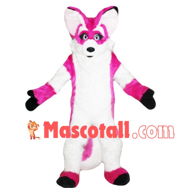 Drooping Pink Husky Dog Mascot Costume