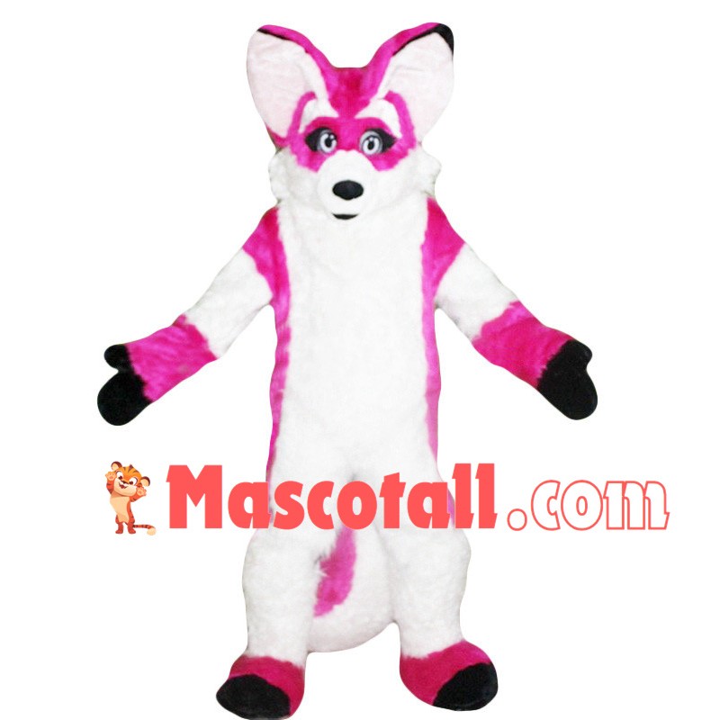 Drooping Pink Husky Dog Mascot Costume