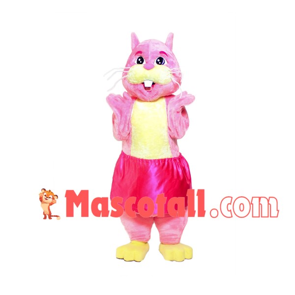 Lively Pink Squirrel Mascot Costume