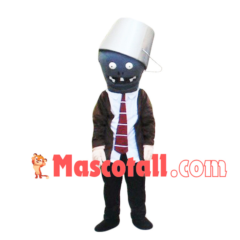 Bucket Zombie Cartoon Mascot Costume