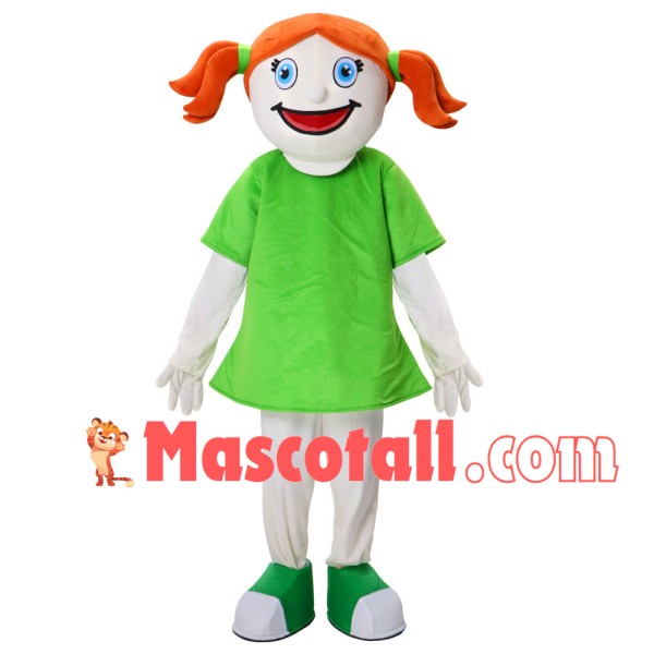 Little Girl In The Green Dress Mascot Costume
