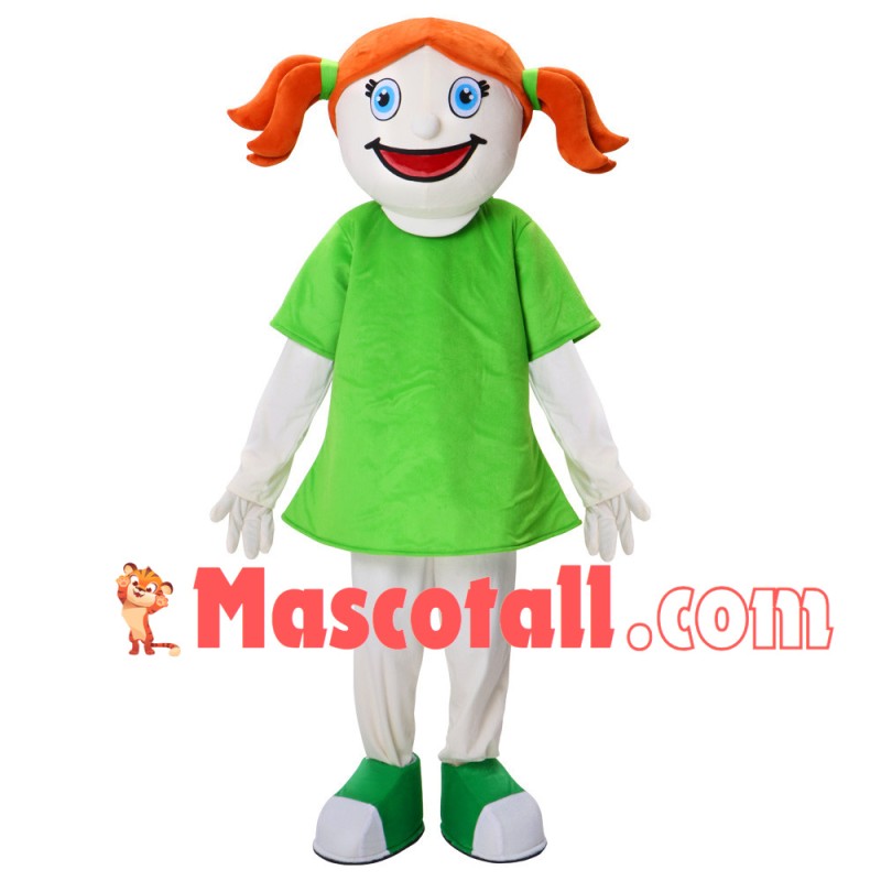 Little Girl In The Green Dress Mascot Costume