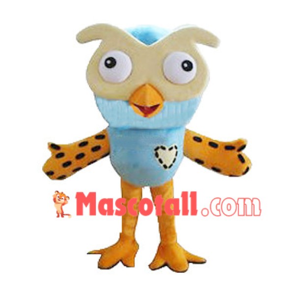 Light Blue Owl Mascot Cartoon Costume