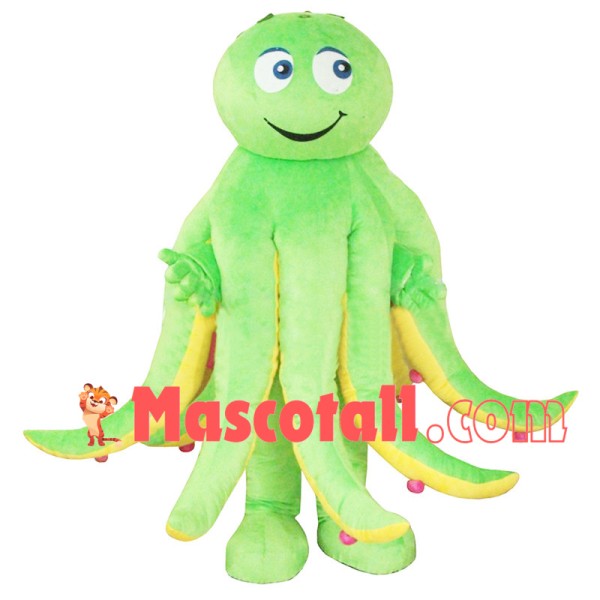 Jolly Green Cartoon Octopus Mascot Costume