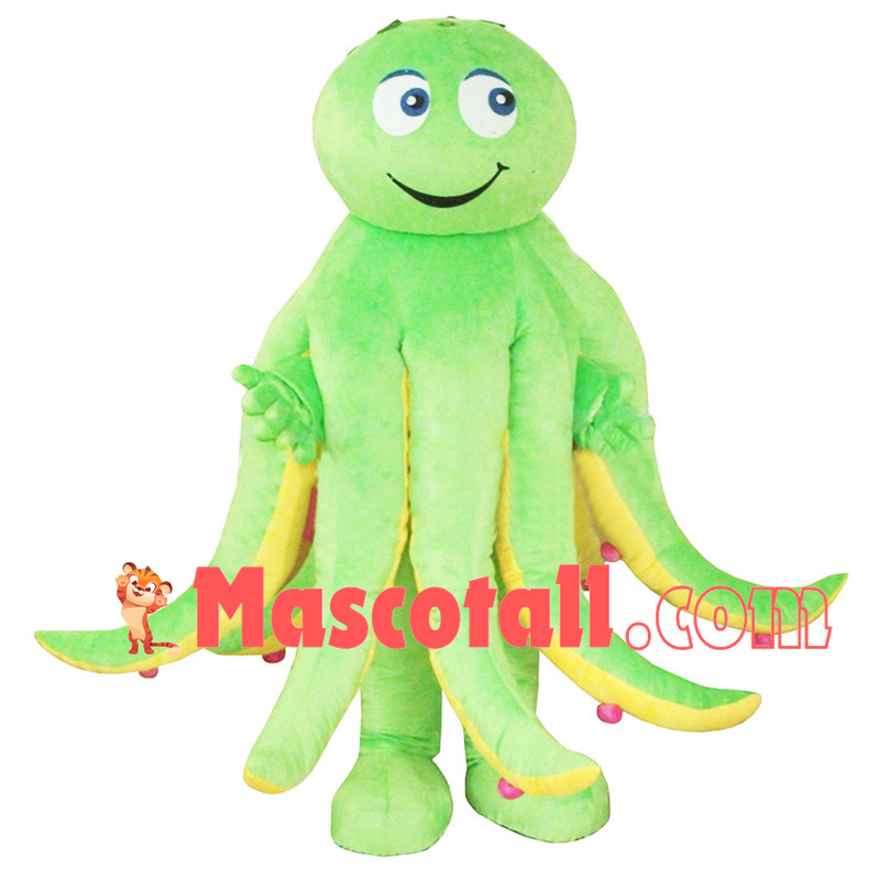 Jolly Green Cartoon Octopus Mascot Costume