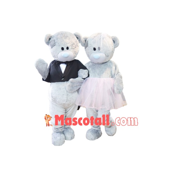 Pair Of Wedding Teddy Bears Mascot Costume