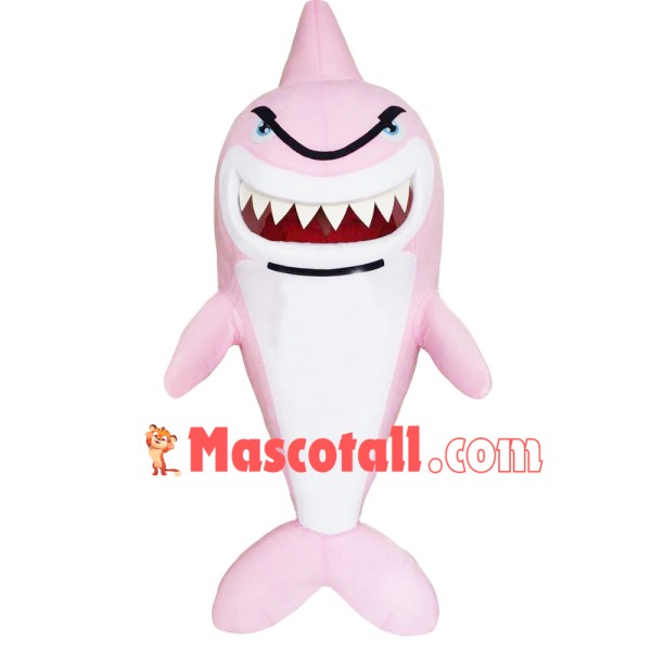 Pink Shark With Sharp Teeth Mascot Costume