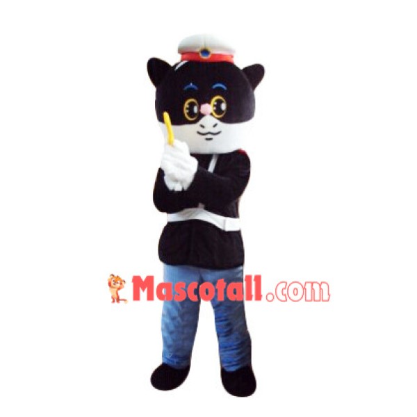 Black Cat Sheriff Cartoon Mascot Costume
