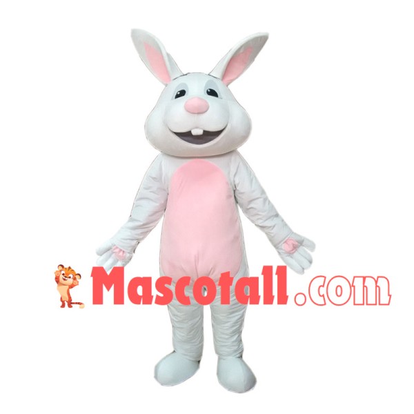 Giggly Big White Rabbit Mascot Costume