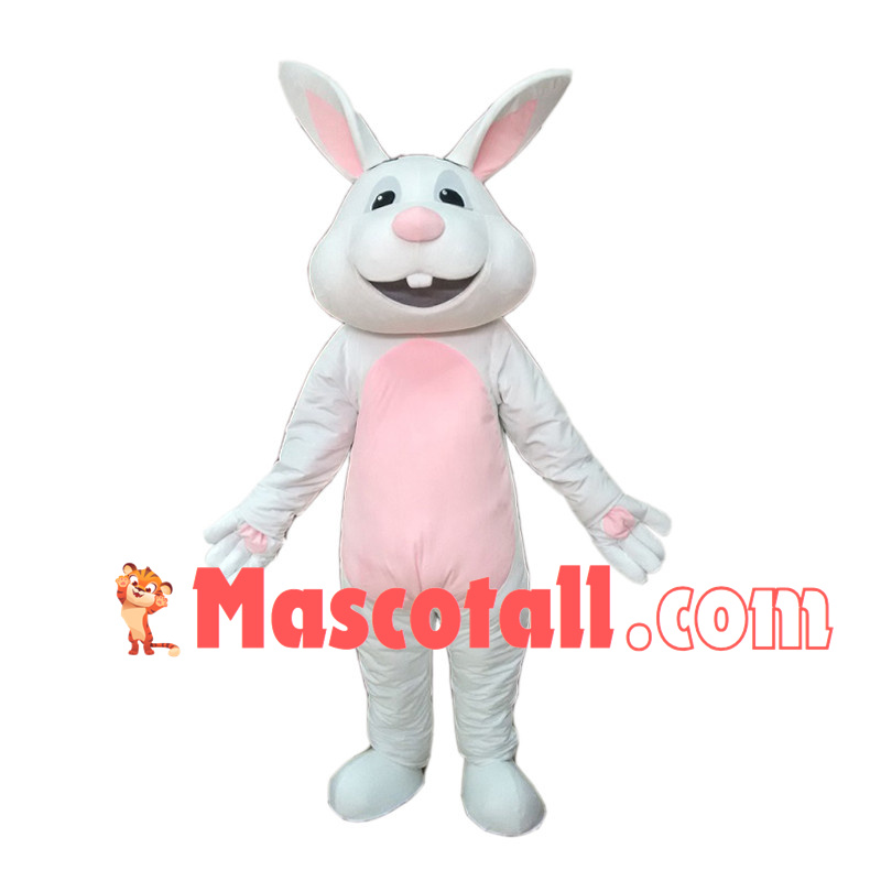 Giggly Big White Rabbit Mascot Costume