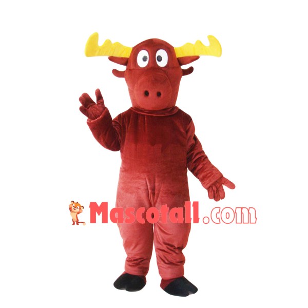 Dumb Elk With Yellow Horns Mascot Costume
