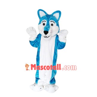 Kind Blue & White Wolf Mascot Costume