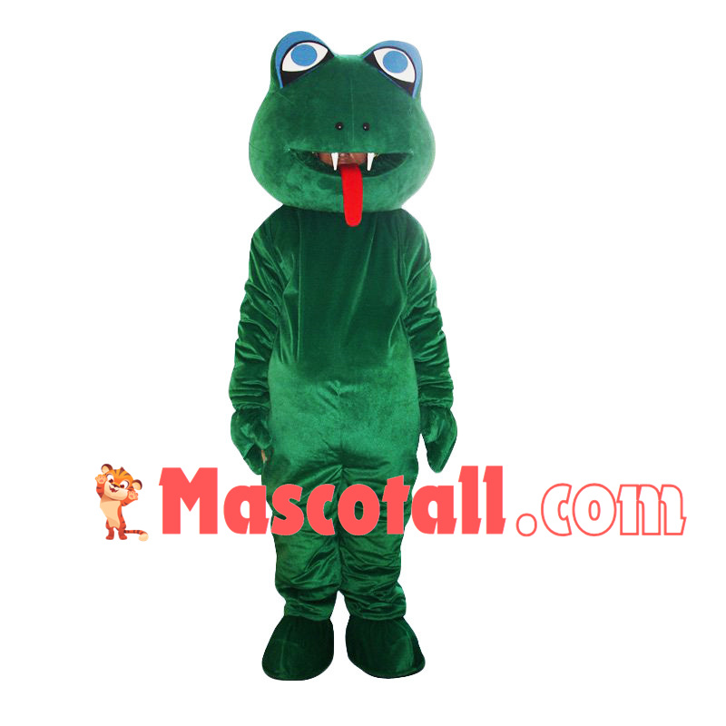 Green Sharp Teeth Snake Mascot Costume