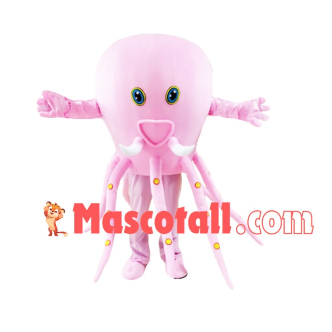 Detailed Pink Octopus Mascot Costume