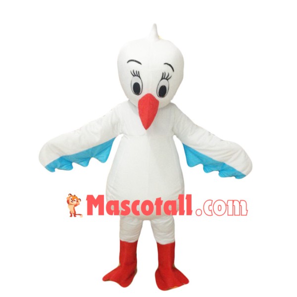 Pointed Beak White Jay Mascot Costume