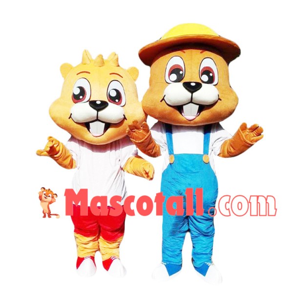 Squirrel Couple On Vacation Mascot Costume