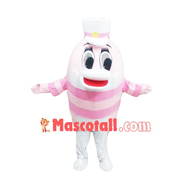Dolphin With Pink Striped Top Mascot Costume
