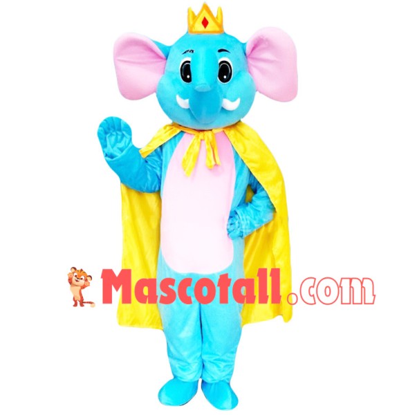 Blue Elephant King Adult Mascot Costume