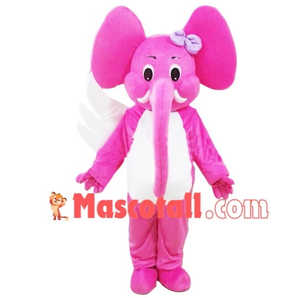 Single-winged Pink Elephant Mascot Costume