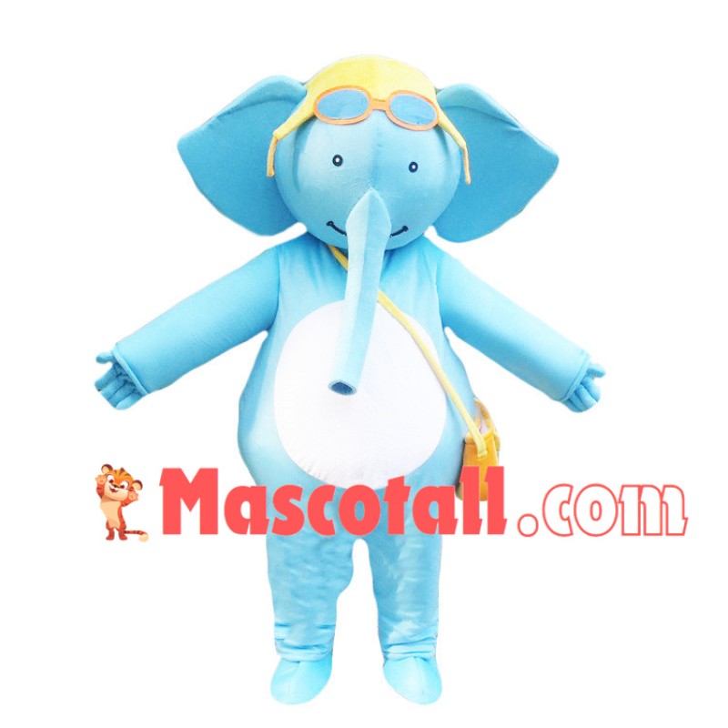 Flight Recorder Blue Elephant Mascot Costume