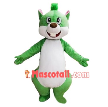 Delighted Green Adult Squirrel Mascot Costume