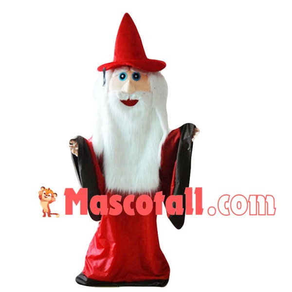 White Bearded Priest With Robe Mascot Costume