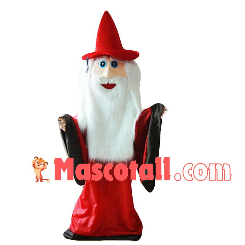White Bearded Priest With Robe Mascot Costume