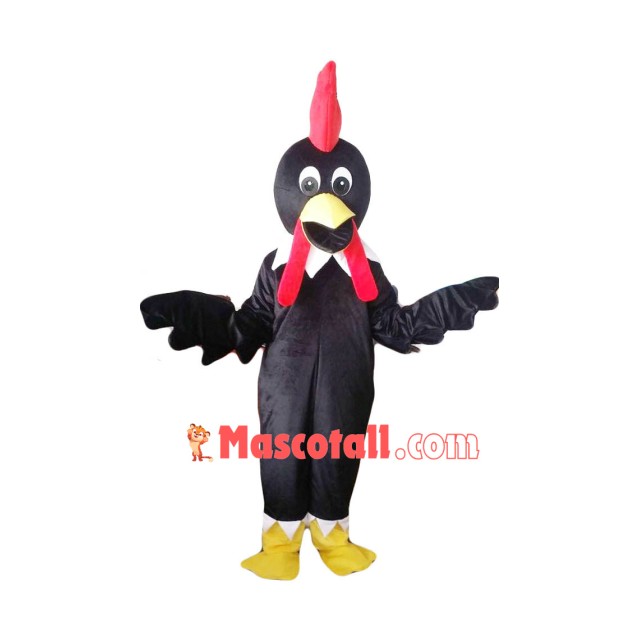 Standing All Black Chicken Mascot Costume